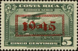 Costa Rica 1945 Mail Plane with overprint "1945" in red or black-Stamps-Costa Rica-Mint-StampPhenom