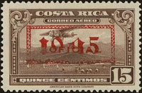 Costa Rica 1945 Mail Plane with overprint "1945" in red or black-Stamps-Costa Rica-Mint-StampPhenom