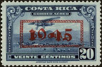 Costa Rica 1945 Mail Plane with overprint "1945" in red or black-Stamps-Costa Rica-Mint-StampPhenom