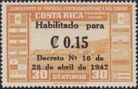 Costa Rica 1947 National Stadium overprinted and surcharged-Stamps-Costa Rica-Mint-StampPhenom