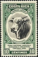 Costa Rica 1950 Stock Bull (Bos primigenius taurus)-Stamps-Costa Rica-Mint-StampPhenom