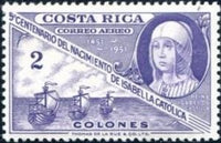 Costa Rica 1952 Queen Isabella-Stamps-Costa Rica-Mint-StampPhenom