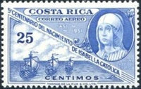 Costa Rica 1952 Queen Isabella-Stamps-Costa Rica-Mint-StampPhenom