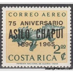 Costa Rica 1965 Alligator overprinted "75 ANIVERSARIO ASILO CHAPUI 1890-1965-Stamps-Costa Rica-Mint-StampPhenom