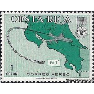 Costa Rica 1965 Plane over Map of Costa Rica-Stamps-Costa Rica-Mint-StampPhenom