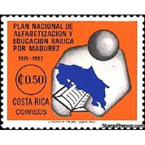 Costa Rica 1978 Map of Costa Rica, Reader with Book-Stamps-Costa Rica-Mint-StampPhenom