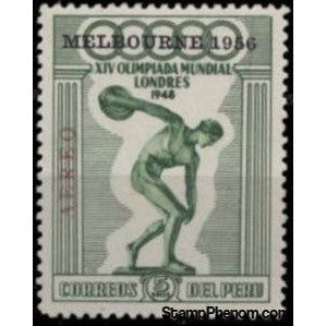 Peru 1957 Discus Thrower Overprinted-Peru-StampPhenom