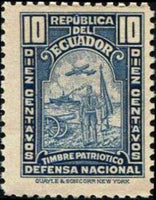 Ecuador 1937 Obligatory Tax - National Defence Fund - Overprint and Surcharge-Stamps-Ecuador-StampPhenom