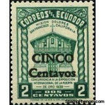 Ecuador 1944 San Francisco Exhibition and New York World Fair Surcharged CINCO Centavos-Stamps-Ecuador-StampPhenom