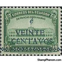 Ecuador 1945 Government Palace Surcharged c VEINTE CENTAVOS-Stamps-Ecuador-StampPhenom