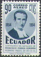 Ecuador 1954 Airmails - Francisco Febres Cordero - Birth Centenary-Stamps-Ecuador-StampPhenom