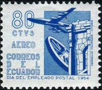 Ecuador 1954 Postal Employees Day-Stamps-Ecuador-StampPhenom