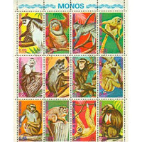 Equatorial Guinea Monkeys , 12 stamps