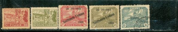 Fiume Lot , 5 stamps Lot 2 - Fiume Lot , 5 stamps Lot 2