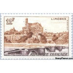 France 1955 Cathedral and Saint Etienne Bridge, Limoges-Stamps-France-StampPhenom