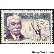 France 1956 Coubertin Commemoration-Stamps-France-Mint-StampPhenom