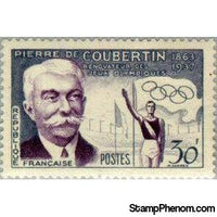 France 1956 Pierre de Coubertin (1863-1937): Olympic Games Reviver-Stamps-France-Mint-StampPhenom