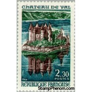 France 1966 Chateau de Val and Lake of Bort-les-Orgues-Stamps-France-StampPhenom
