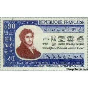 France 1972 1822 Deciphering the hieroglyphics. Jean-Francois Champollio-Stamps-France-StampPhenom