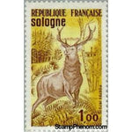 France 1972 Red Deer Stag and Forest, Sologne Nature Reserve-Stamps-France-StampPhenom