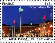 France 2012 Conversation in Nice (sculpture by Jaume Plensa), Place Masséna, Nice-Stamps-France-Used-StampPhenom