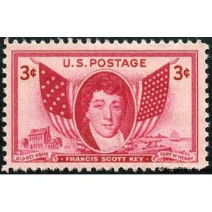 United States of America 1948 Francis Scott Key and American Flags of 1814 and 1948