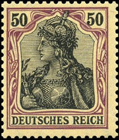 Germany 1902 Germania with imperial crown, hatched background-Stamps-Germany-Mint-StampPhenom