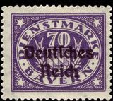 Germany 1920 Official Bavaria stamp - Optd 'Deutfches Reich'-Stamps-Germany-Mint-StampPhenom