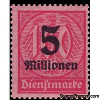 Germany 1923 Official Stamp, 5 on 100-Stamps-Germany-Mint-StampPhenom