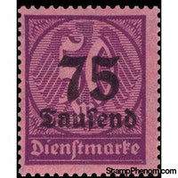 Germany 1923 Official Stamp, 75 on 50-Stamps-Germany-Mint-StampPhenom