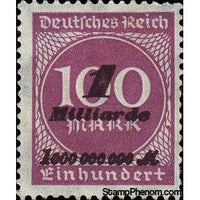 Germany 1923 Surcharge - 1Md on 100M (numerals)-Stamps-Germany-Mint-StampPhenom