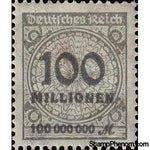 Germany 1923 Value in "Millionen", 100m-Stamps-Germany-Mint-StampPhenom