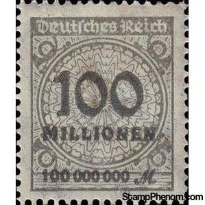 Germany 1923 Value in "Millionen", 100m-Stamps-Germany-Mint-StampPhenom