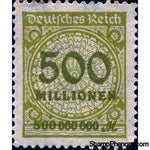 Germany 1923 Value in "Millionen", 500m-Stamps-Germany-Mint-StampPhenom