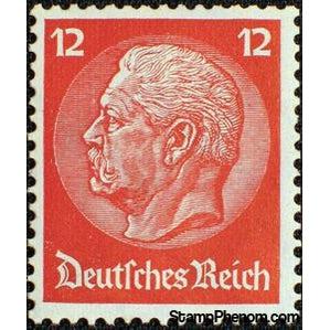 Germany 1933 Paul von Hindenburg (1847-1934), 2nd President, 12pf-Stamps-Germany-Mint-StampPhenom