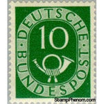 Germany 1951 Digits with Posthorn, 10pf-Stamps-Germany-Mint-StampPhenom