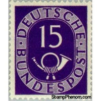 Germany 1951 Digits with Posthorn, 15pf-Stamps-Germany-Mint-StampPhenom