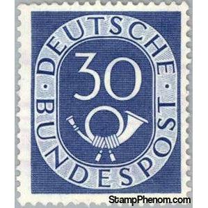 Germany 1951 Digits with Posthorn, 30pf-Stamps-Germany-Mint-StampPhenom