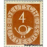 Germany 1951 Digits with Posthorn, 4pf-Stamps-Germany-Mint-StampPhenom
