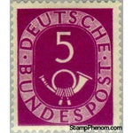 Germany 1951 Digits with Posthorn, 5pf-Stamps-Germany-Mint-StampPhenom