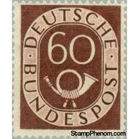 Germany 1951 Digits with Posthorn, 60pf-Stamps-Germany-Mint-StampPhenom