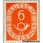 Germany 1951 Digits with Posthorn, 6pf-Stamps-Germany-Mint-StampPhenom