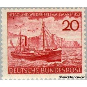 Germany 1952 Offshore trawler in front of Heligoland-Stamps-Germany-Mint-StampPhenom