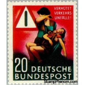 Germany 1953 Mother with injured boy, traffic sign-Stamps-Germany-Mint-StampPhenom