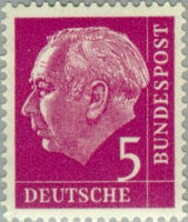 Germany 1954 Prof. Dr. Theodor Heuss (1884-1963), 1st German President-Stamps-Germany-Mint-StampPhenom