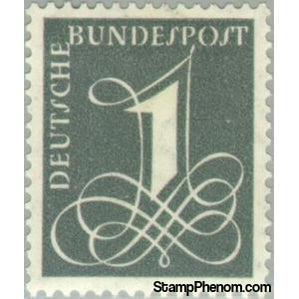 Germany 1955 Number 1 in an ornament font-Stamps-Germany-Mint-StampPhenom