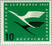 Germany 1955 Stylized crane (emblem of the Lufthansa)-Stamps-Germany-Mint-StampPhenom