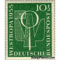 Germany 1955 Stylized pigeon and magnifying glass-Stamps-Germany-Mint-StampPhenom