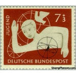 Germany 1956 Boy, dove, geometric-astronomical signs-Stamps-Germany-Mint-StampPhenom