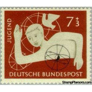 Germany 1956 Boy, dove, geometric-astronomical signs-Stamps-Germany-Mint-StampPhenom